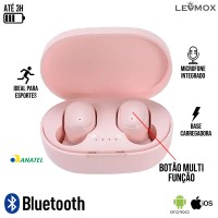 Fone Bluetooth LEF-A6S Lehmox - Rosa